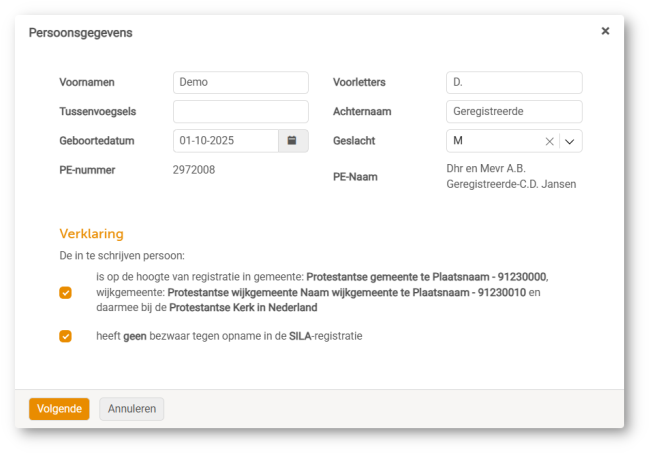 Nieuwe inschrijving - Persoonsgegevens