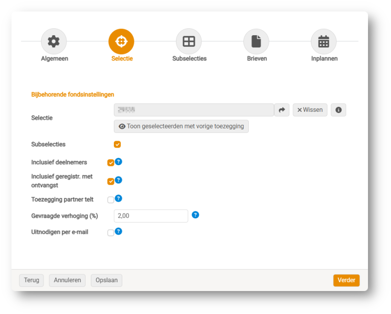 Fonds - nieuwe uitnodigingsronde - selectie