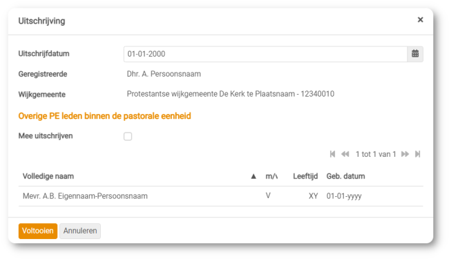 Uitschrijven niet-lid - uitschrijving