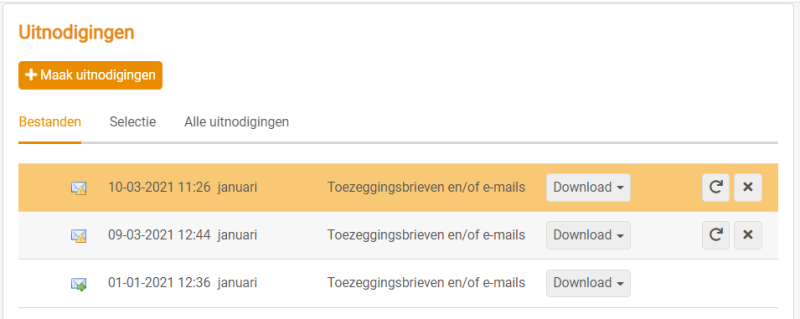 Uitnodigingen corrigeren