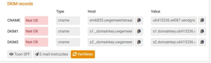 Sendgrid - domeinen - verifiëren
