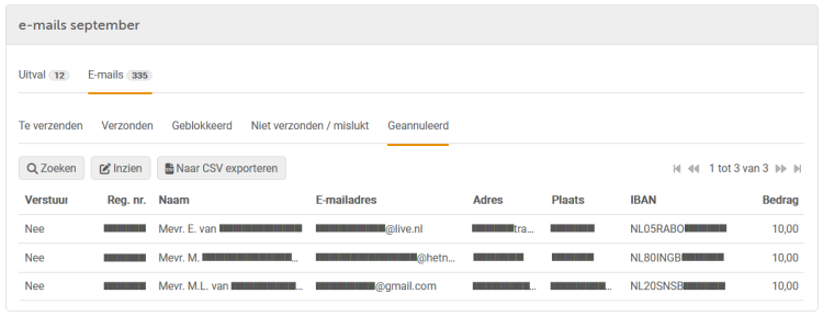 E-mails - Geannuleerd