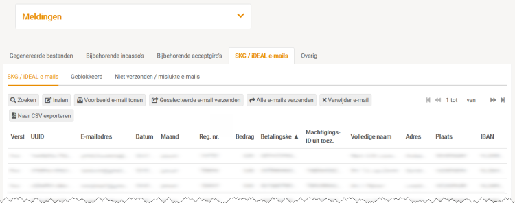 Documenten voor incasseren - SKG / iDEAL e-mails