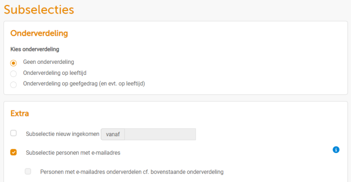 Subselectie e-mailadres