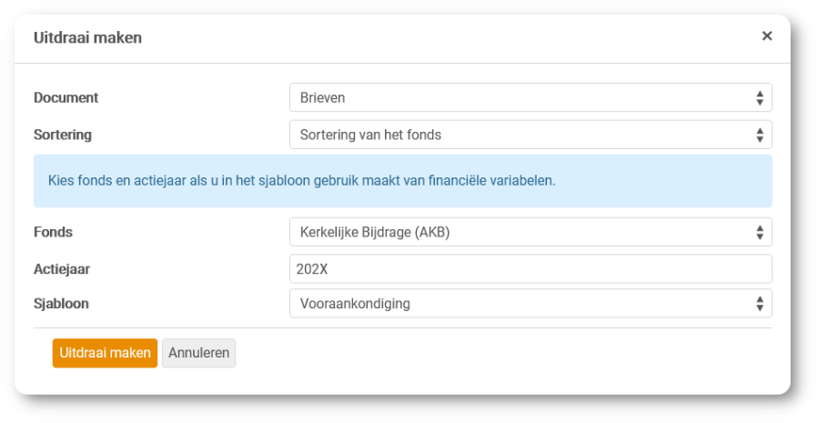 Selectie - vooraankondigingen uitdraai