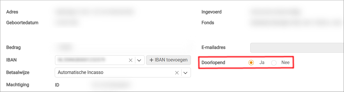 Fonds - doorlopende toezegging