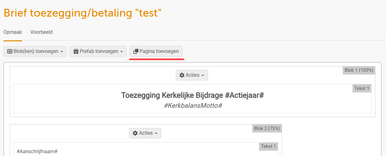 Sjablonen - pagina toevoegen