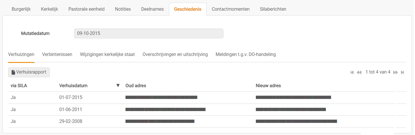 Geregistreerdedossier - geschiedenis - verhuizingen