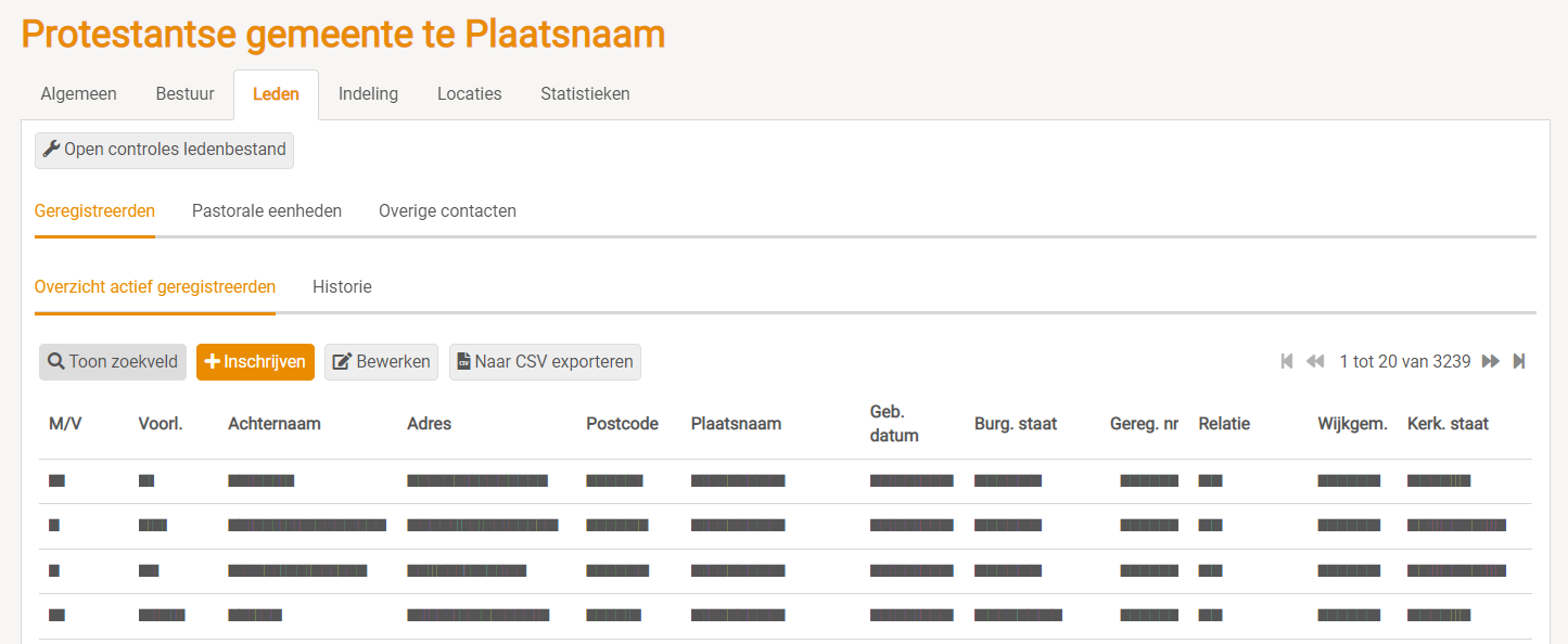 Controle ledenbestand